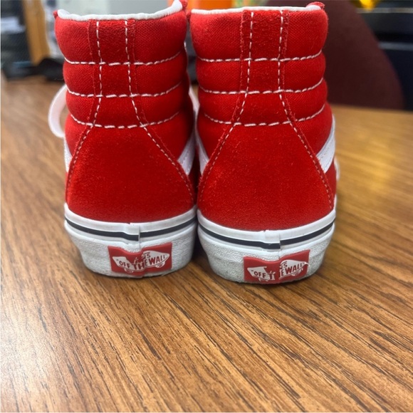 Vans High Tops Kids Red and White High-Top Sneakers 1.5 Suede and Canvas - Picture 7 of 8